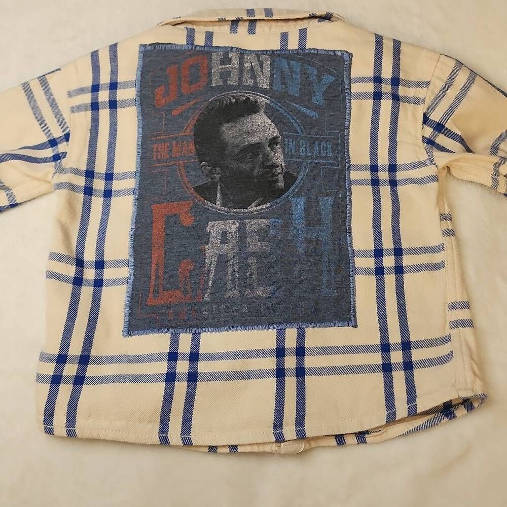 Johnny Cash Upcycle Baby Flannel H&M Size 9 months